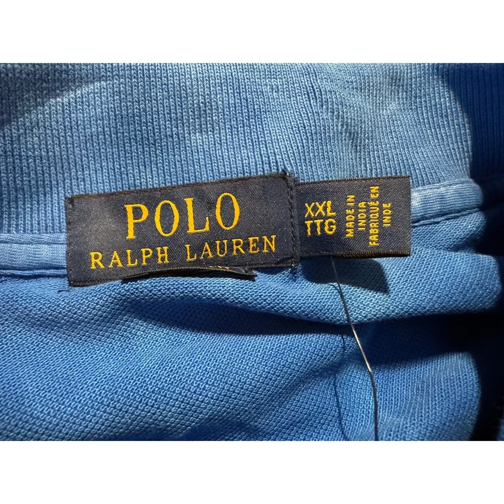 Polo Ralph Lauren Polo Shirt Men's Classic Fit Size XXL Blue Tie‎ Dye Green Logo